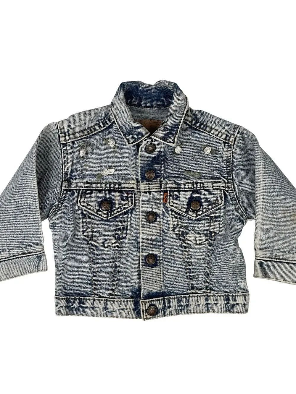Vintage Little Levis Orange Tab Denim Jean Trucker Jacket Size 3T 80s 90s